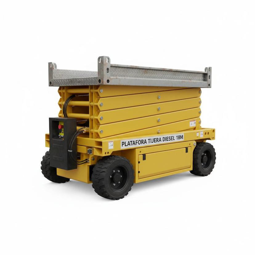 Plataforma Tijera Diésel 18m 4x4 para obra pesada